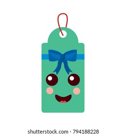 kawaii christmas label cartoon comic