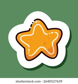 Kawaii Christmas a star-shaped gingerbread cookie sticker.