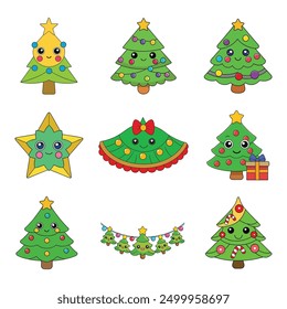 Kawaii Christmas Tree Art Bundle Festive Designs