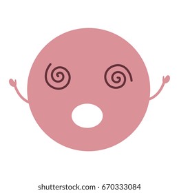 kawaii circle face emoticon character