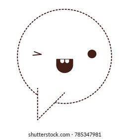 kawaii circular dialogue speech with tail in monochrome dotted silhouette