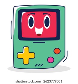 Kawaii Classic Console Personagem Vetor com Rosto Bonito e Estilo Suave, Perfeito para Ilustrações de Jogo Retro, Geek Designs, Divertido Projetos de Tecnologia, e Playful Digital Art.