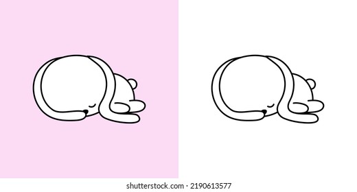 Kawaii Clipart Bunny Illustration and For Coloring Page. Funny Kawaii Rabbit. Vector Illustration of a Kawaii Animal for Stickers, Baby Shower, Coloring Pages, Prints for Clothes.
