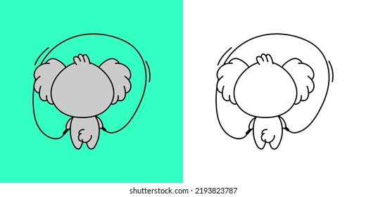 Kawaii Clipart Koala Sportsman Illustration and For Coloring Page. Funny Kawaii Animal Sportsman. Vector Illustration of a Kawaii Animal for Stickers, Baby Shower, Coloring Pages, Prints for Clothes.
