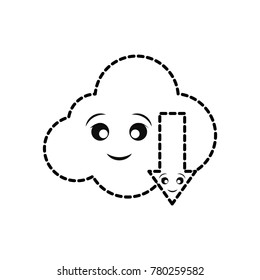 kawaii cloud and arrow icon