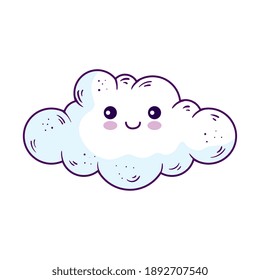 Kawaii Cloud Cartoon Design, Sky And Cute Character Theme Vector Illustration