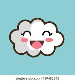kawaii cloud smiling eyes design