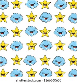 kawaii cloud star cartoon characters pattern kawaii cloud star cartoon characters pattern