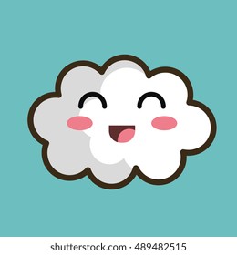 kawaii cloud white design graphic isolated