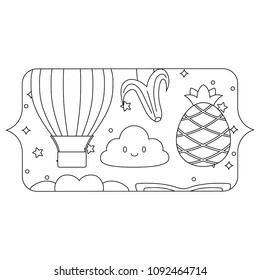 kawaii clouds and fruits pattern