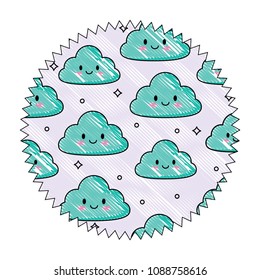 Kawaii clouds pattern