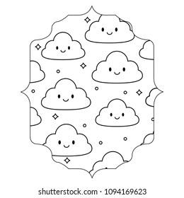 Kawaii clouds pattern