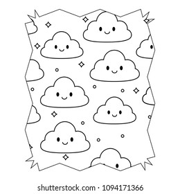 Kawaii clouds pattern