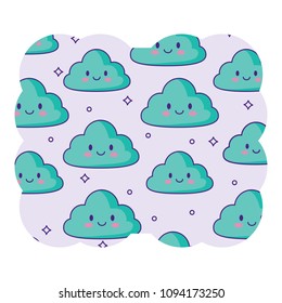 Kawaii clouds pattern