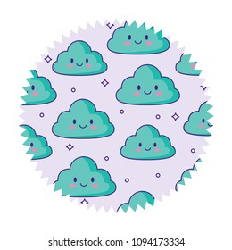 Kawaii clouds pattern