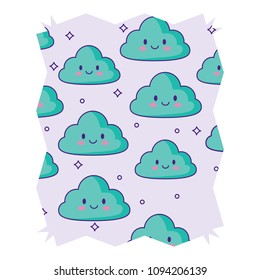 Kawaii clouds pattern
