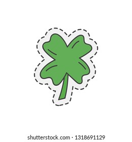 Kawaii clover leaf. Cute hand drawn colored vector illustration.