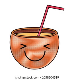 kawaii cocktail icon coconut