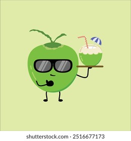 kawaii coconut vector illustration design. Eps 10