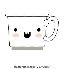 kawaii coffee cup in black dotted silhouette