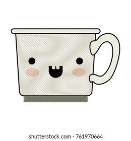 kawaii coffee cup in colored crayon silhouette