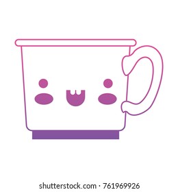 kawaii coffee cup in degraded magenta to purple color contour