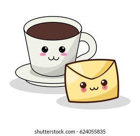 kawaii coffee cup envelope mail image