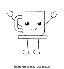 kawaii coffee cup handle dish cartoon