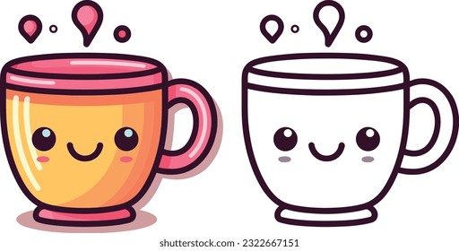 kawaii coffee cup vector illustration design. coffee cup