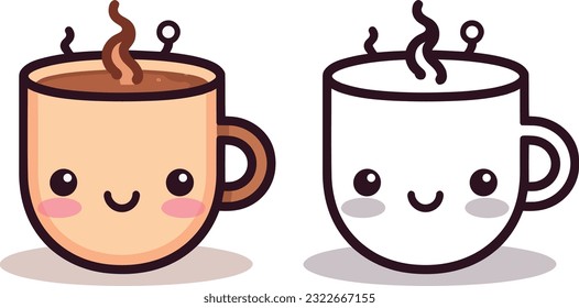 kawaii coffee cup vector illustration design. coffee cup