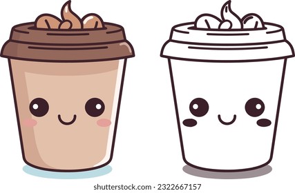 kawaii coffee cup vector illustration design. coffee cup