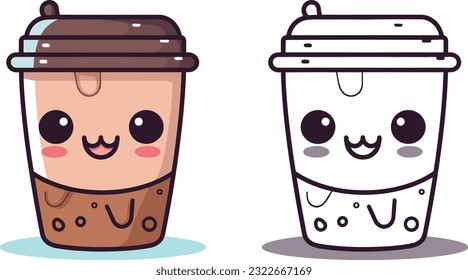 kawaii coffee cup vector illustration design. coffee cup