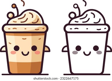 kawaii coffee cup vector illustration design. coffee cup