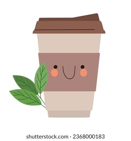 kawaii coffee cup vector isolated