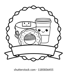 kawaii coffee maker and cookies over white