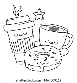 Kawaii of coffee mug cartoon design