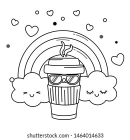 Kawaii of coffee mug cartoon design