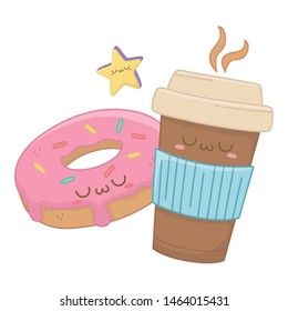 Kawaii of coffee mug cartoon design
