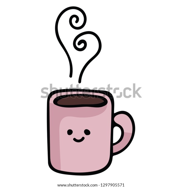 Kawaii Coffee Mug Cartoon Vector Illustration Stock Vector Royalty Free 1297905571