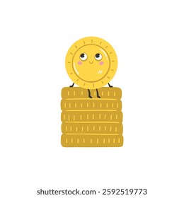 Kawaii coin saving money vector illustration