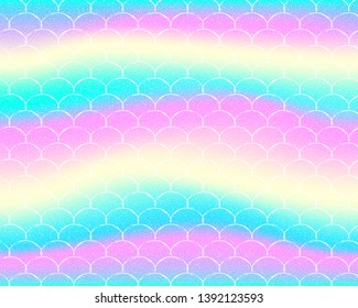Kawaii coloring mermaid pattern in princess colors. Fish tail banner with rainbow scales. Kawaii mermaid background. Vector illustration. Colorful rainbow backdrop.