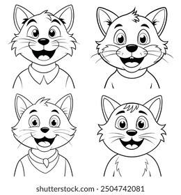 Kawaii coloring page, Cute cat smiling doodle, Coloring page for kids