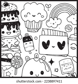 Kawaii Coloring Page For Kids