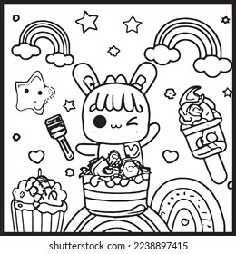 Kawaii Coloring Page For Kids