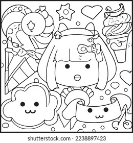 Kawaii Coloring Page For Kids