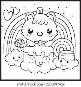 Kawaii Coloring Page For Kids