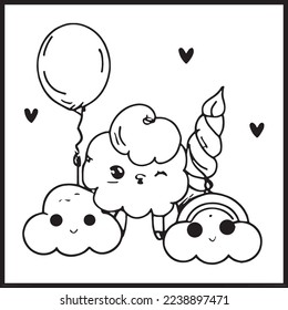 Kawaii Coloring Page For Kids