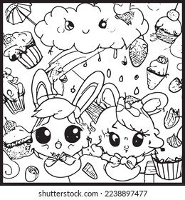 Kawaii Coloring Page For Kids
