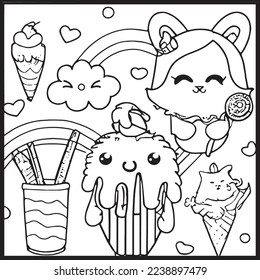 Kawaii Coloring Page For Kids