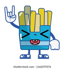 kawaii comical fries french with arms and legs